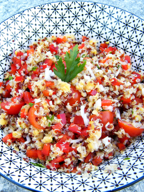 Salade quinoa et lentilles corails