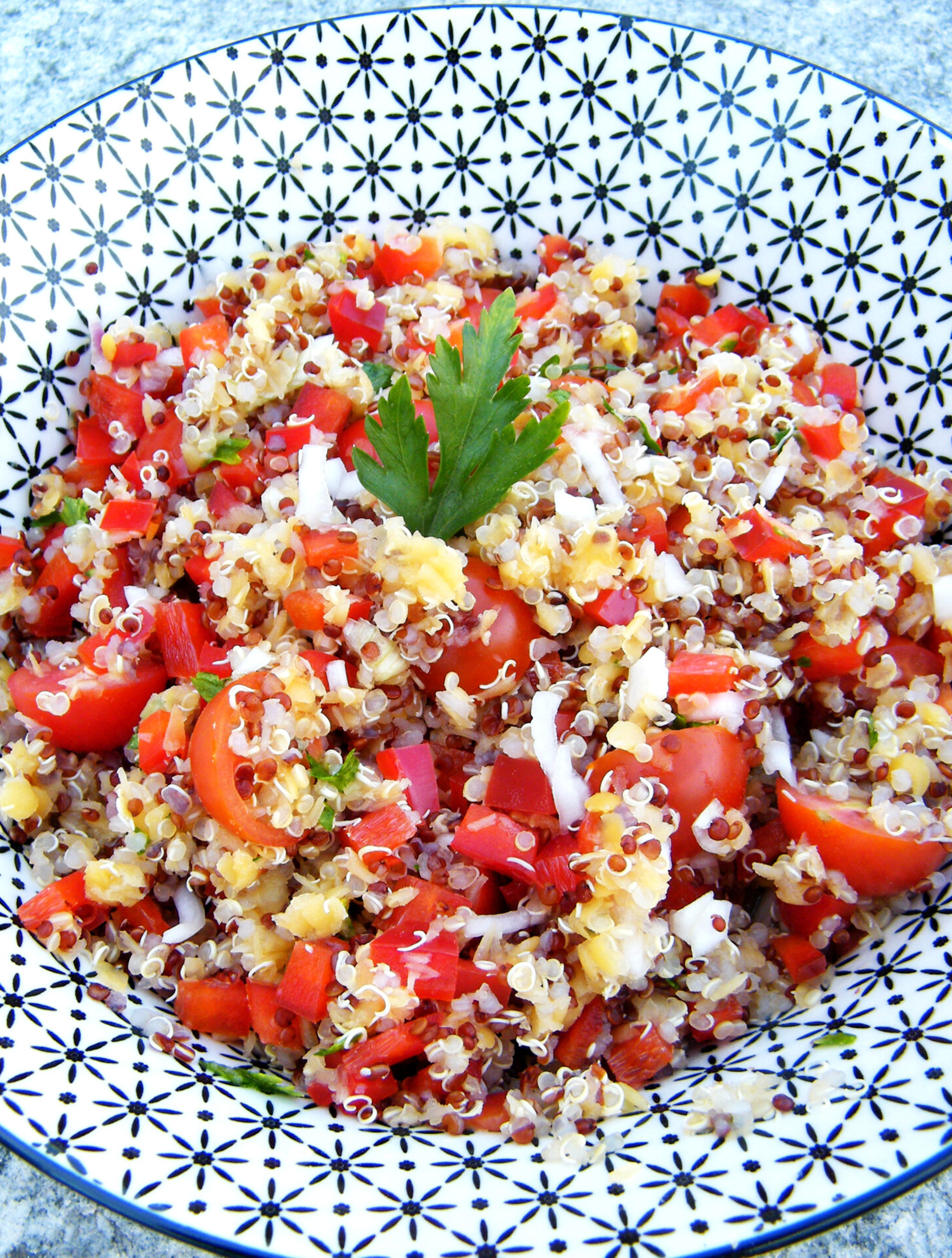 Salade quinoa et lentilles corails