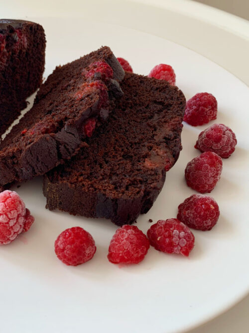 Cake chocolat noir et framboises