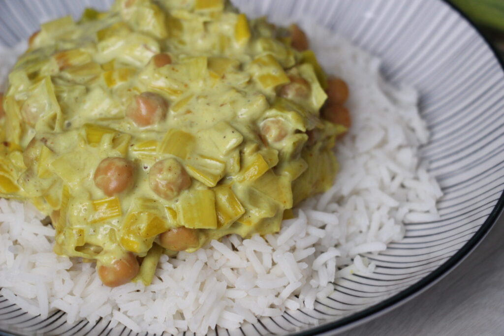 Curry de poireaux et pois chiches 